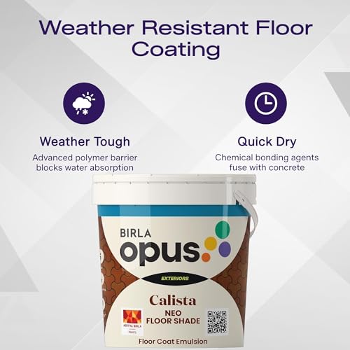 Image of Birla Opus Calista Neo Floor Shade Exterior Floor Paint (1L, Heaved Sigh Color, Soft Sheen Finish) | Water, Hot Tire Mark & Abrasion Resistant | For Porch, Patio, Garage, Concrete Driveway, Tiles