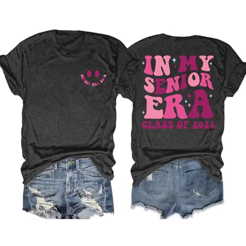 Senior 2026 Shirts Class of 2026 Shirt in My Senior Era T-Shirt Causal College Graduation Gifts Teacher Tee Tops-Dark Grey S