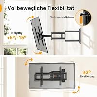 Perlegear TV Wandhalterung mit 943mm Langarm für 42–84 Zoll bis zu 68kg, Extra Langer Reach Fernseher Halterung, Schwenkbare Neigbare Wandhalterung Fernseher, Max VESA 600 x 400mm (Packung mit 2) – Ansicht 6