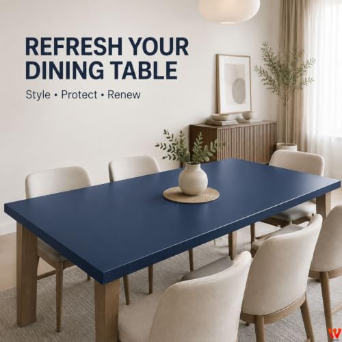 Image of WISDOM Navy Blue Matte Decorative Vinyl Sheet Self Adhesive Wallpaper for Kitchen Cabinets, Furniture Makeover, Wardrobe, Table & Drawers (20X200 in)