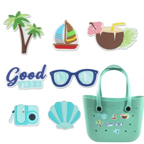 Dije de goma para bolso de playa,Dije de playa para bolsos Bogg   Lindo Decorativo Para Bolsas De Playa,Dije de accesorios para bolso de playa de goma para mujeres y niñas