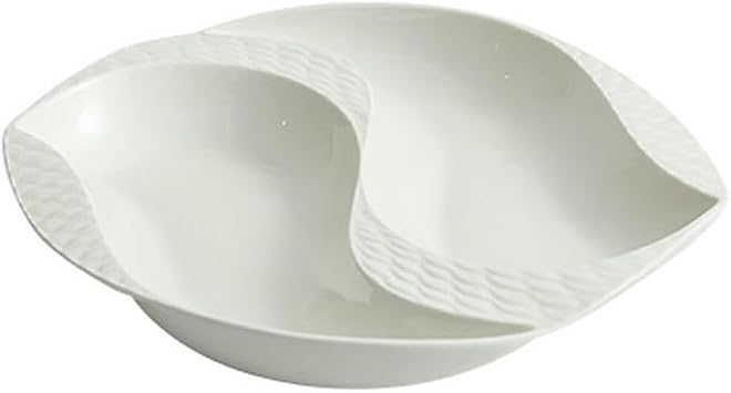 Ceramic household grid plate, irregular white creative cold dish plate - 10.5 inches