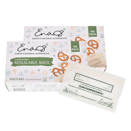 100% Compostable Food Storage Bags [Snack 300 Pack] Eco-Friendly Freezer