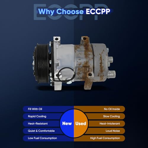 Image of ECCPP AC Compressor for Ford for F-650 for F-750 5.9L 6.0L 7.2L 2004-2007 | for Peterbilt 325 330 348 535 536 548 6.7L Fast Cooling AC Compressor with Clutch