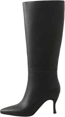 Stool 7CM/2.76IN Womens Fashion Sexy Pointed Head Female Stiletto Sexy Elegant Ladies Nightclub Boots high Knee-Length Boots Stiletto high-Heeled Pole Dancer Boots,Black,7