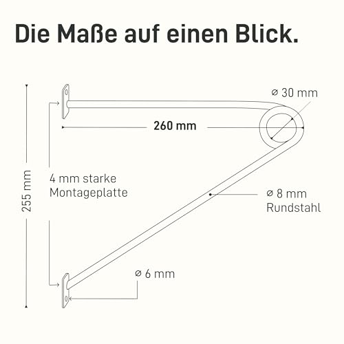 Natural Goods Berlin Wandgarderobe GARD Prenzlberg | Kleiderstangenhalterung für die Wand | 8mm Materialstärke | Garderobenstange | DIY (Antik Gold, T26 x ohne Kleiderstange)
