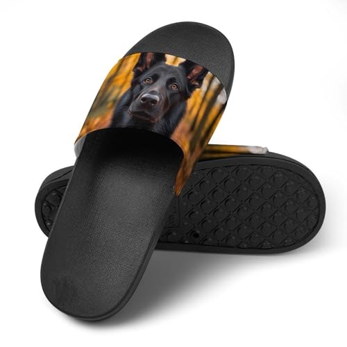 Black German Shepherd Dog Funny House Sandals Non Slip Shower Slippers Quick Drying Bathroom Shoes for Women Men4
