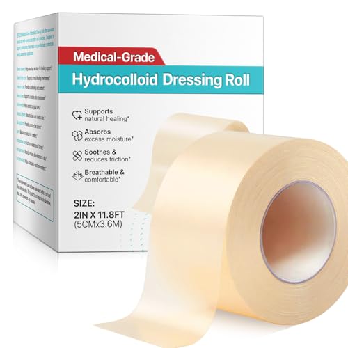Hydrocolloid Roll for Wound Care - Cut-to-Size Hydrocolloid Patch,Extra Large Self-Adhesive Bandage,Ultra Absorbent & Waterproof Bandage,First Aid Essential (2in x 12ft)