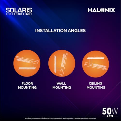 Halonix Aluminium 50W Waterproof Outdoor led Flood Light|Halogen Light, Focus Light for Garage, Parking, Shop -(Cool White)-Pack of 1|Short Circuit & Surge Protection.
