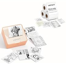HPRT S2 Mini Sticker Maker, Portable Label Printer with 1 Roll Sticker Paper, Ideal for Study Notes, Text, Sticker, Memo, Checklist, DIY, +57mm Width Thermal Sticker Paper *3 Rolls White