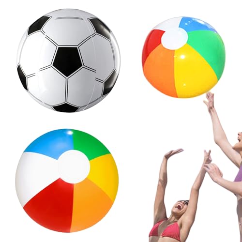 2er-Set PVC-Wasserbälle 40cm Aufblasbare Strandbälle mit Sicherheitsventil für Pool,Strand & Wasserspiele | Wiederverwendbare Wasserbomben,Baby-Kinderball Wasserspielzeug (6 Farben & Schwarz/Weiß)