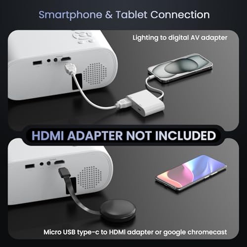 Image of HOMPOW Projector, Electric Focus Native 1080P Full HD Bluetooth Projector with Speaker, Outdoor Portable Movie Mini Projector Compatible with Laptop, Smartphone, TV Stick, Xbox, PS5