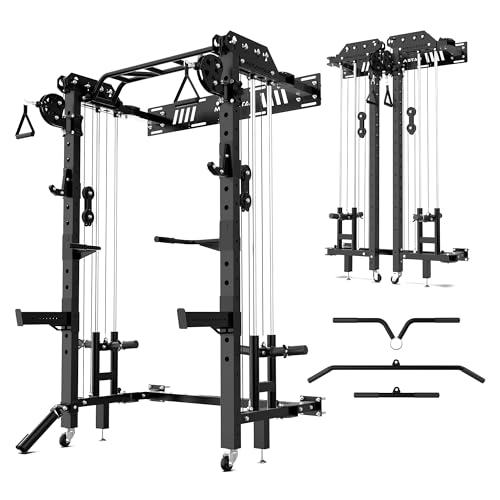 MEGASTAR Wall-Mounted Power Rack with Pulley System