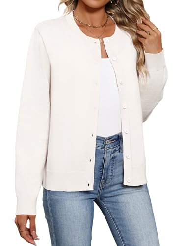 Women's Cardigan Sweaters Lightweight Crew Neck Button Down Long Sleeve Outfits Fall Fashion 2025 Clothing4