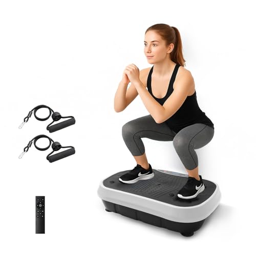 ALSO GO Vibration Plate Exercise Machine, 5 Workout Modes & 99-Level Vibration Platform for Weight Loss/Lymphatic Drainage, 330lbs Capacity Vibration Board with Resistance Bands for Full Body Workout