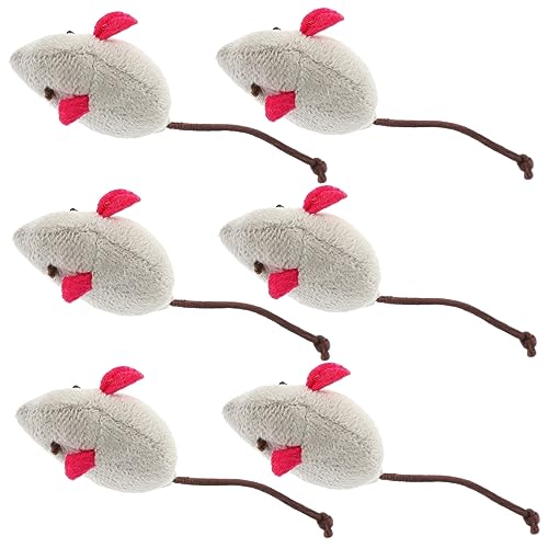 BESPORTBLE 6pcs Interactive Cat Chew Toys Plush Mouse Design for Kittens Soft and Comfortable Teething Toys for Indoor Play and Entertainment for Cat