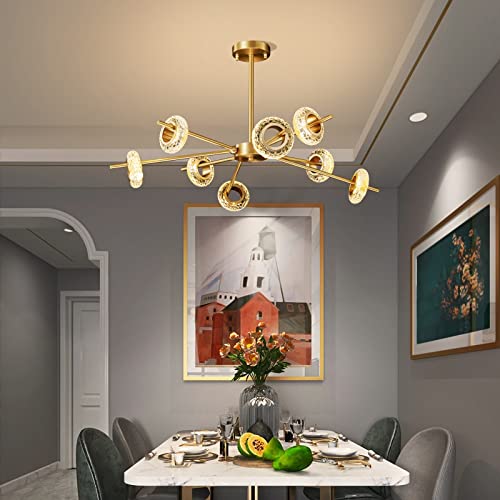 Lustre LED cristal effet fissure suspension haut de gamme pour chambre