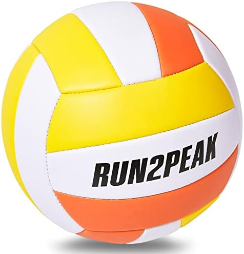 RUN2PEAK Soft Beach Volleyball Ball Gifts for Teen Girls Kids Youth Team Beginners Waterproof Durable Sand Volleyballs for Outdoor Indoor Pool Water Play Official Size 5 Training Volley Ball