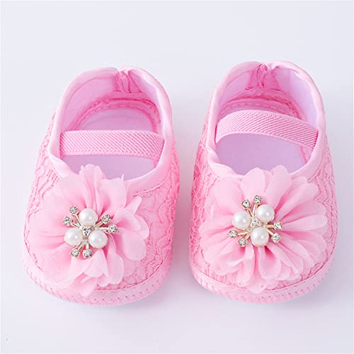 2pcs/Set Newborn Baby Girl Princess Mary Jane Shoes Infant Wedding Dress Flat Shoes with Free Headband4