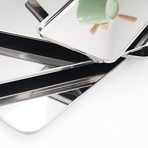 Trexd Cake Baking Pastry Storage Trays Stainless Steel Steamed Sausage Dish Rectangle Fruit Plate Restaurant Hotel Bread Loaf Pans ( Size : 2 Pieces 26.5*15.5*1.2Cm ) #TOP3