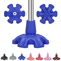 supregear Cane Tip - Self Standing 6 Prong Support Rubber Base for Walking Stick & Cane - Heavy Duty Foot Pad for Offset Quad Tripod Replacement Accessory, 3/4 inch, Blue