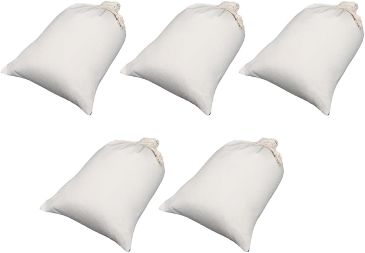YARNOW 5 Pcs Canvas Drawstring Bags White Breathable Portable Storage Pouches Lightweight Convenient Using for Storing Cookies and Little Gifts