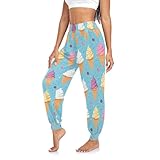 Ice Cream Doodle Women's Cozy Yoga Joggers Pants Stylish Dance Sweatpants, L