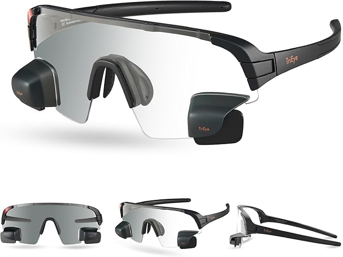 TriEye Sports Sunglasses with Rearview Mirror – Polarized Sunglasses for Men & Women For Rowing & Cycling Glasses – UV400 Protection, Durable TR90 Frame, Panoramic Revo Lens - Photochromatic ML