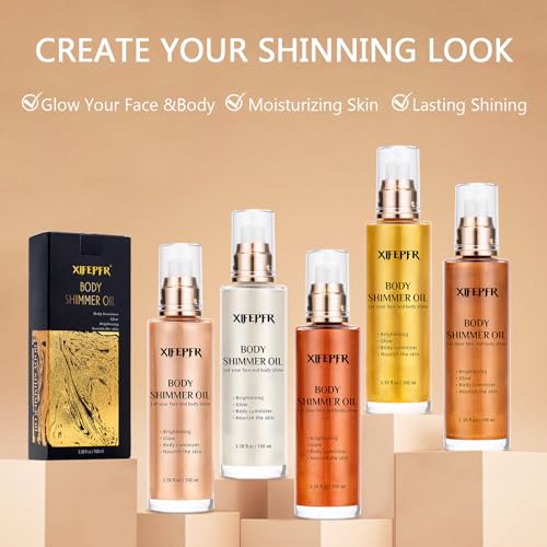 Xifepfr X-50 Body Shimmer Oil, Bronze Gold Body Luminizer Face Highlighter Liquid Illuminator thumb #1