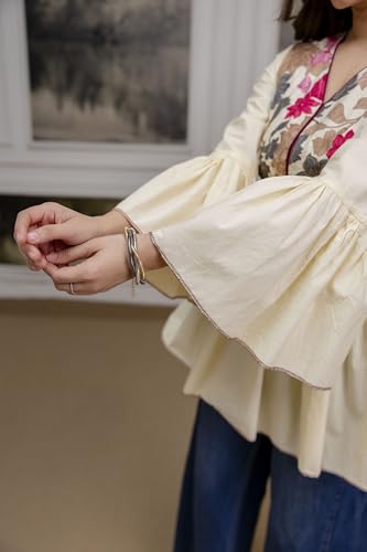 Image of AHMI New Cotton Floral Printed Flared Casual Tunic Kurta for Women | Women Tunic Top