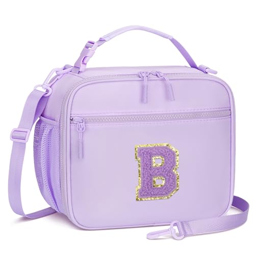 CLOUDWINGS Kids Lunch Box Large Initial Insulated Lunch Bag for Girls