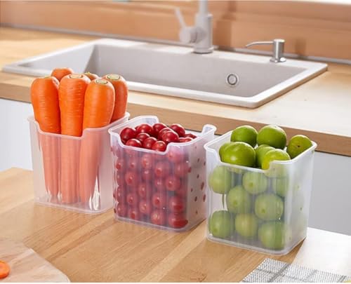 Image of GO STORE 6 Pack Fridge Storage Boxes Multipurpose Containers for Storage Space-saving Refrigerator Side Door Organizer for Fridge Kitchen Fruits, Vegetables Storage Containers - Transparent