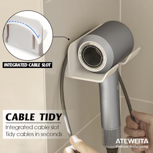 ATEWEITA Föhn Halterung ohne Bohren, Haartrocknerhalter Wandmontage zum Kleben, Föhnhalterung Bad Wandhalter für Haartrockner, Hair Dryer Holder Wall Mounted, Blow Dryer Holder (15*9CM) 1 Stück