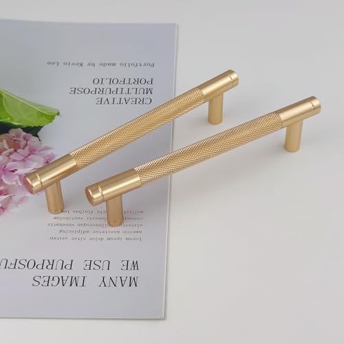 Pexintek 6 Pack Gold Modern Cabinet Handles 128mm Hole Centers Kitchen Bathroom bedrooms Study Furniture Door Vintage Pulls with Screws for Cupboards Drawer Wardrobe Dresser (Gold) - Image 2