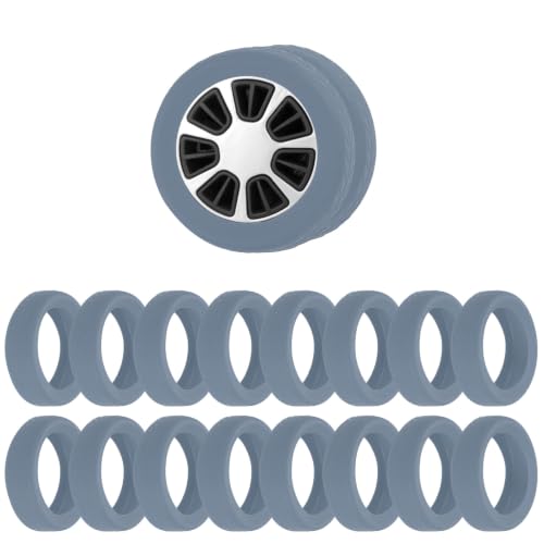 Image of 16 Pack Luggage Wheel Protection Cover, Wear Resistant Anti Noise Silicone Protector Cover for 2-3 inch Spinner Wheel for Suitcase Chairs Caster Travel, Gray Blue