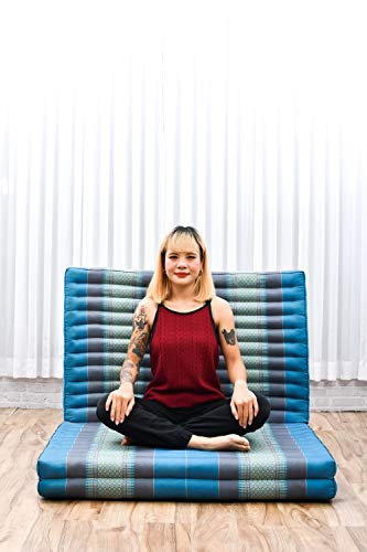 Image of Leewadee Trifold Mattress XL - Comfortable Thai Massage Pad, Foldable Relaxation Floor Mattress Filled with Kapok, Perfect to Use as a Sleeping Mat 79 x 39 inches, Light Blue