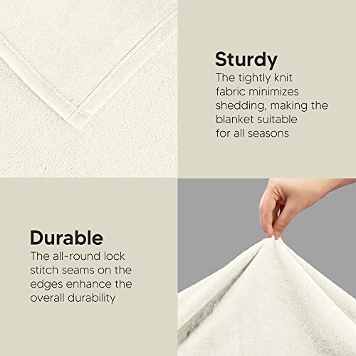 Image of Utopia Bedding Fleece Blanket Throw Size Ivory 300GSM Luxury Anti-Static Fuzzy Soft Microfiber Blanket for Couch, Sofa and Bed (50x60 Inch)