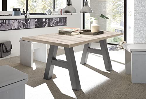 58 aufm Kessel Esstisch ausziehbar Elia 3 140 x 90 x 75 Esszimmertisch Graphit/Sandeiche 13272-140