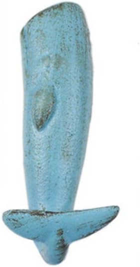 Rustic Dark Blue Cast Iron Whale Hook 6" - Whale Decor - Beach Living