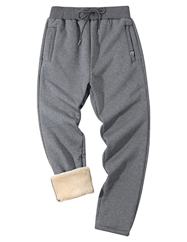 Gihuo Pantalon d'hiver en polaire épais et chaud pour homme avec doublure Sherpa, 02 Gris, Taille S Cover