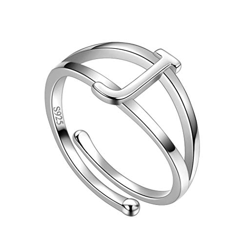 Capital Letter J Ring Men Women 925 Sterling Silver Initial Statement Ring Alphabet Knuckle Ring Monogram Rings Initial Jewelry for Boys and Girls Bift FR0015J