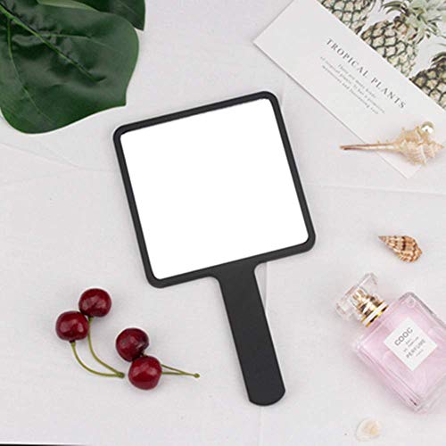2Pcs Rectangle Handheld Mirror Hand Mirror Travel Handheld Mirror Cosmetic Mirror With Handle (Black) #TOP3
