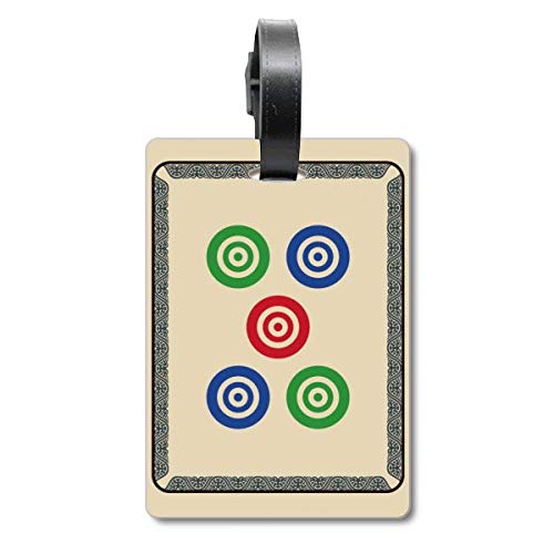 Étiquette bagage Mahjong imperméable anti-perte Cercle à pois 5 carreaux