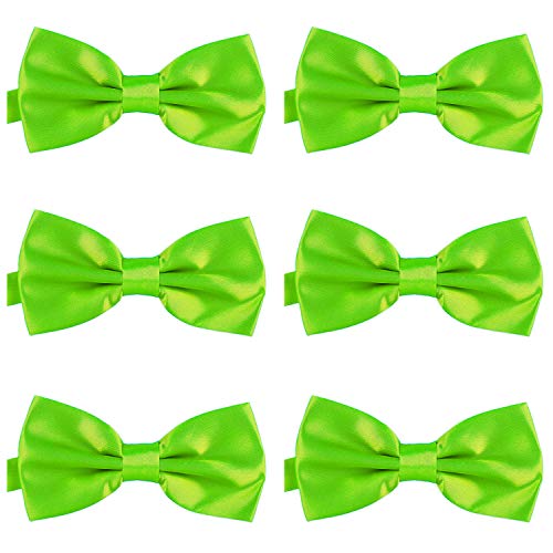 DonDon 6er Set Herren Fliege 12 x 6 cm gebunden und längenverstellbar neongrüne