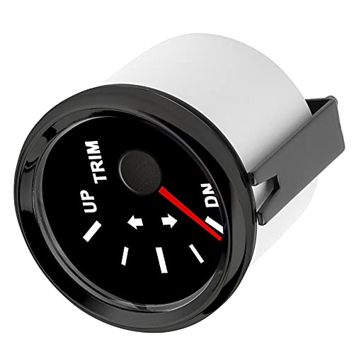 Boat Trim Balance Gauge Meter, Ship Trim Gauge with Red Backlight 52mm Boat Yacht Marine Exterior Accessories (Black Frame on Black Background)