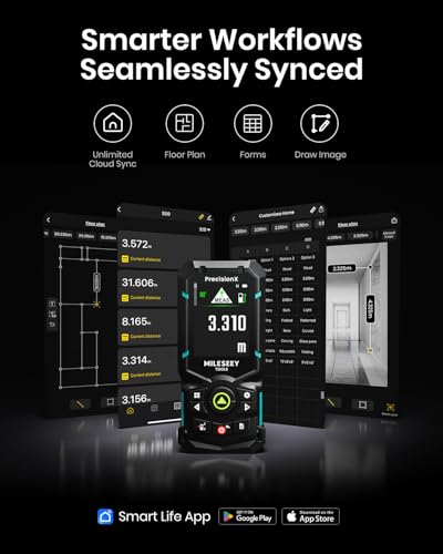 Image of MILESEEY S50 Green-Beam Laser Distance Measure - 400ft Laser Measure, P2P, Side-Laser Alignment, Rechargeable, 2.4 inch IPS Backlit Display, Area /Volume Measurement, 8 Units, Indoor&Outdoor