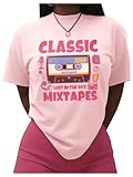 SOLY HUX Women's Summer Crewneck Shirts Graphic Tee Tops Short Sleeve Retro T-Shirts Pink Graphic Medium