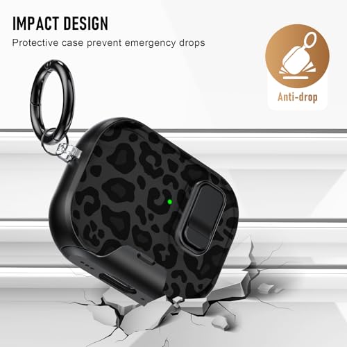Image of Compatible Airpods Pro 3 Case (2025) with Phone Stand & Cleaner Kit,Cute Soft Silicone Lock Clip Apple AirPods Pro 3rd Generation Case, Airpod Pro 3 Cover with Keychain for Women /Girls,Leopard Print
