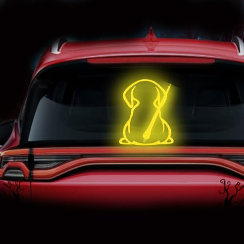 Image of Dog Decal Vinyl Sticker, Rear Wiper Decal Cute Dog Moving Tail Wiper Decals Reflective Stickers Windshield Wiper Stickers Window Wiper Decals Tags for Rear Vehicle Wipers (Yellow)