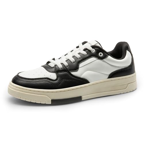 DREAM PAIRS Men's Casual Dress Sneakers Lace-up Skate Shoes Comfortable Retro Fashion Sneakers 10.5 Black/White